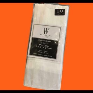 WAMSUTTA 100%COTTON QUEEN WHITE PILLOW PROTECTER